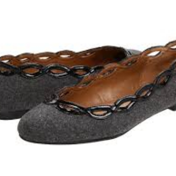 Elie Tahari Arlington Wool Patent Leather Flats - Picture 8 of 8